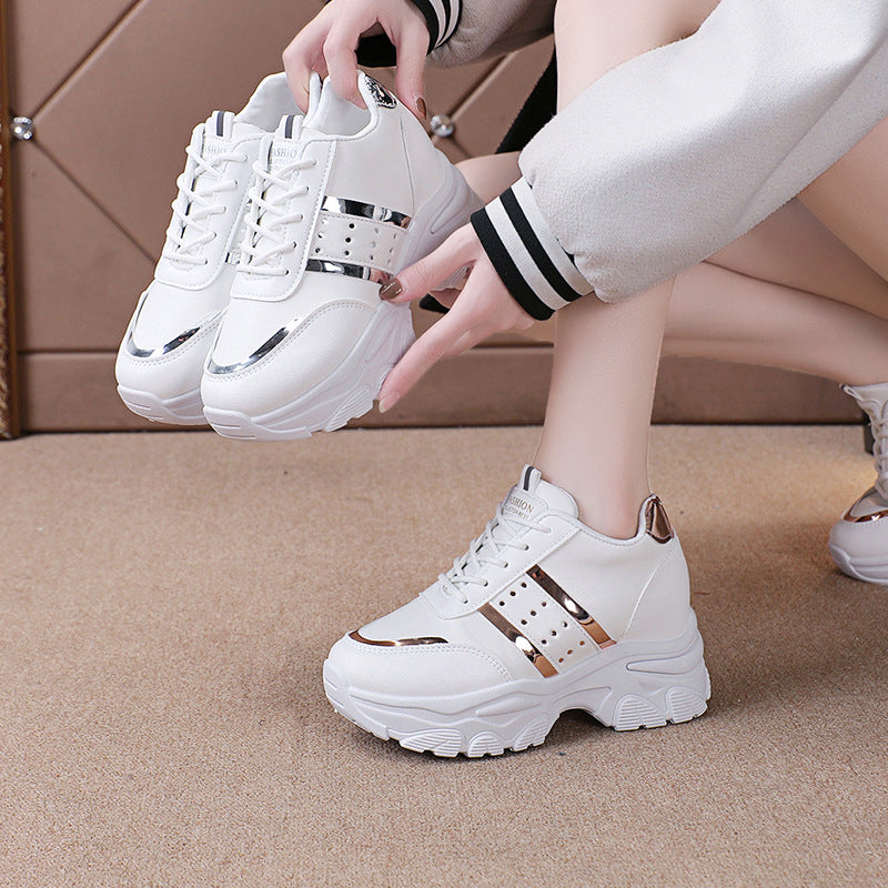 Damen Modische Plateau-Sneaker mit Chunky-Sohle und Metallic-Applikationen Drune