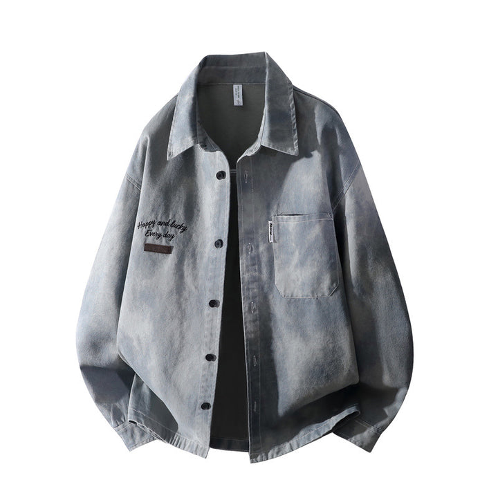 Herren Vintage-inspirierte Canvas-Überhemdjacke mit used-washed Effekt, kastiger Passform & aufgesetzter Brusttasche Drune