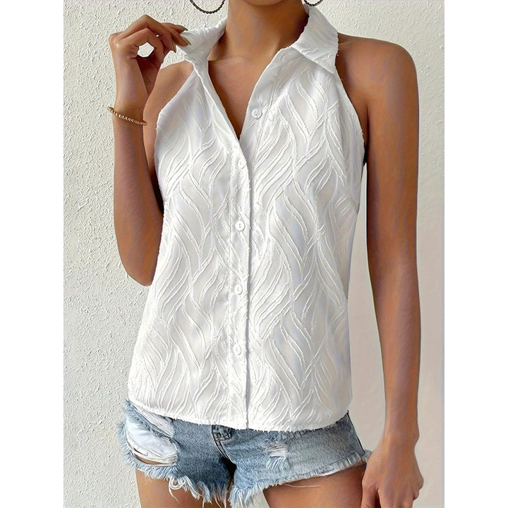 Damen ärmelloses Blusenshirt mit eleganter Struktur Drune
