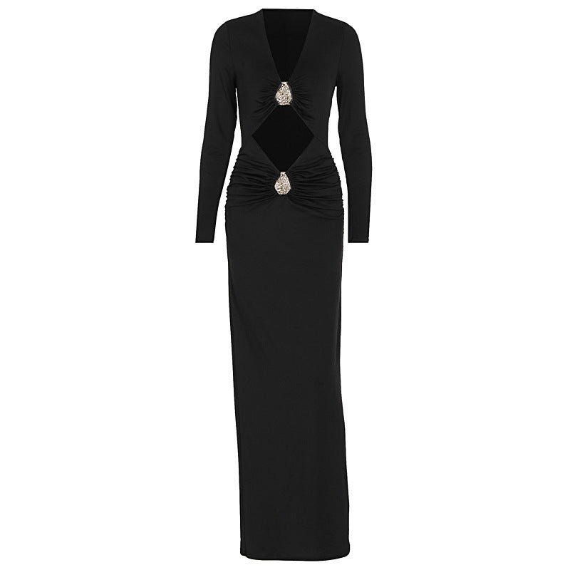 Damen Glamouröses Abendkleid mit raffinierten Cut-Outs und funkelnden Details Drune
