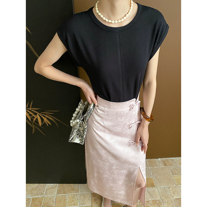 Damen Elegantes Wickel-Midikleid mit transparenten Details Drune