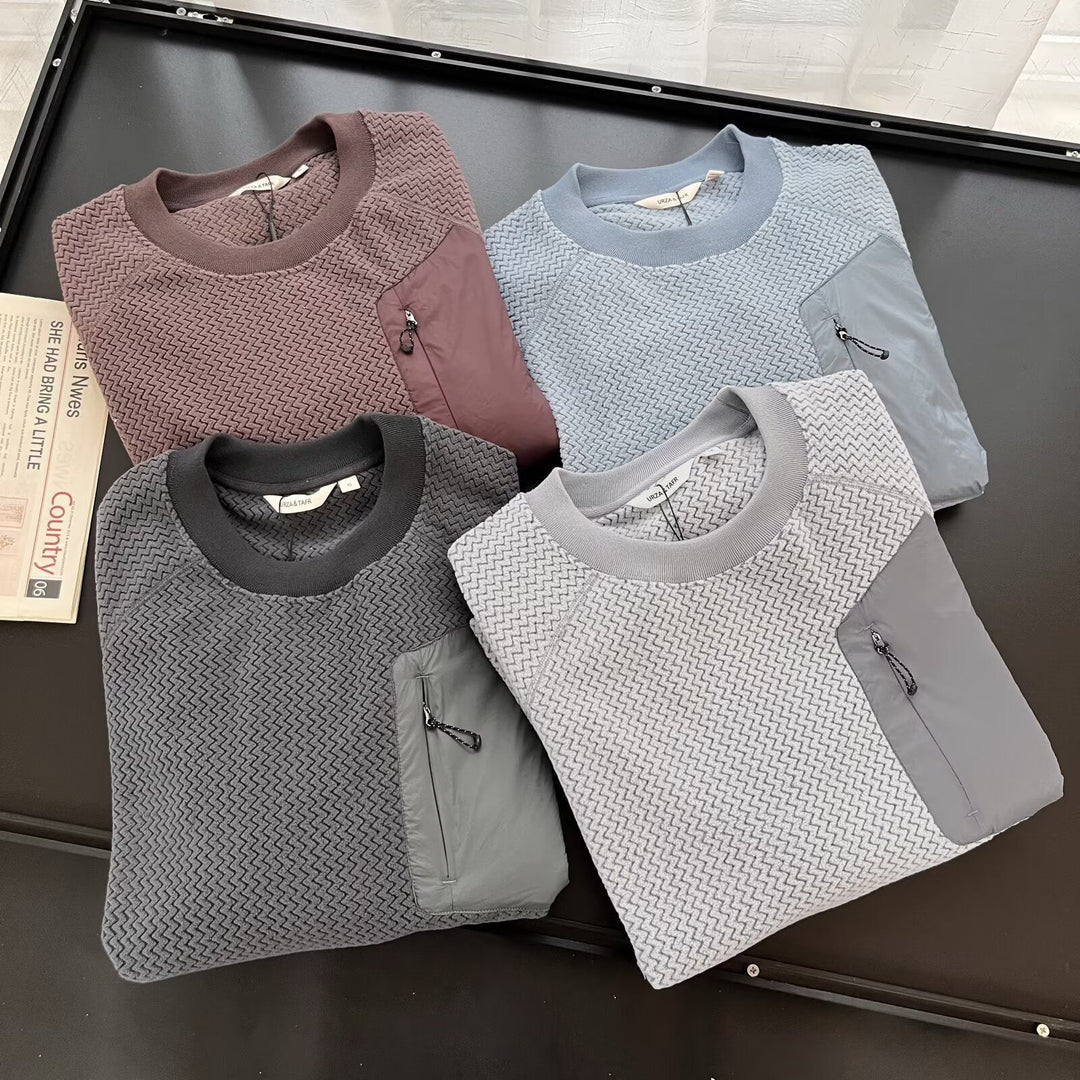 Damen lässiges Strickoberteil mit modischem Reißverschluss und praktischer Tasche Drune
