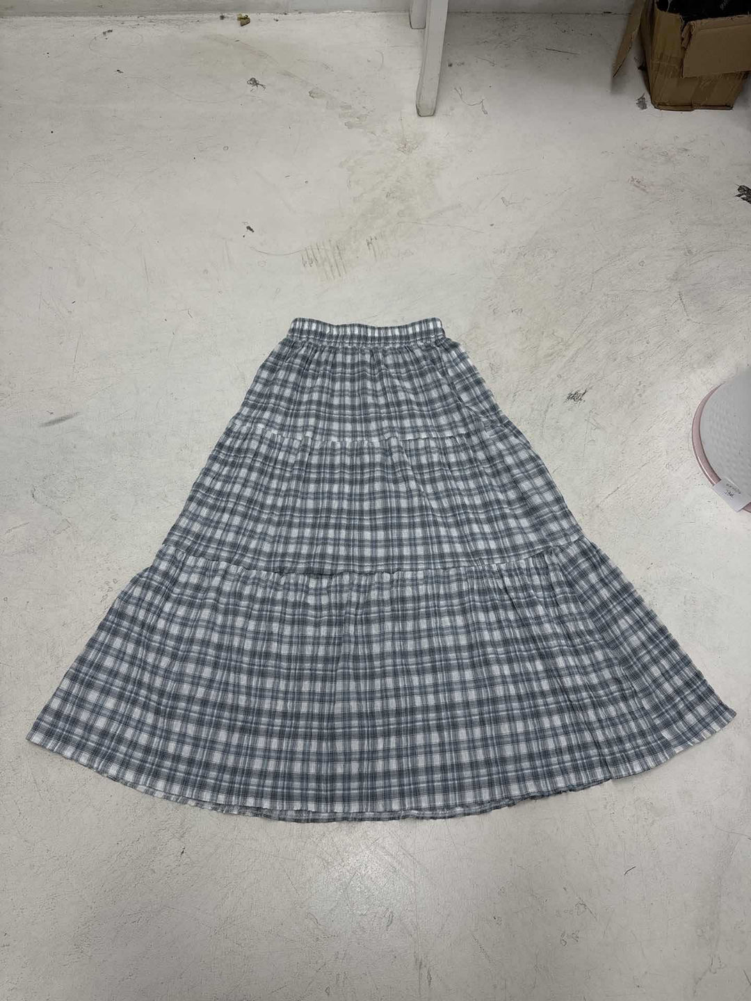 Damen Maxirock mit voluminösem Rüschen-Design und klassischem Karo-Muster Drune