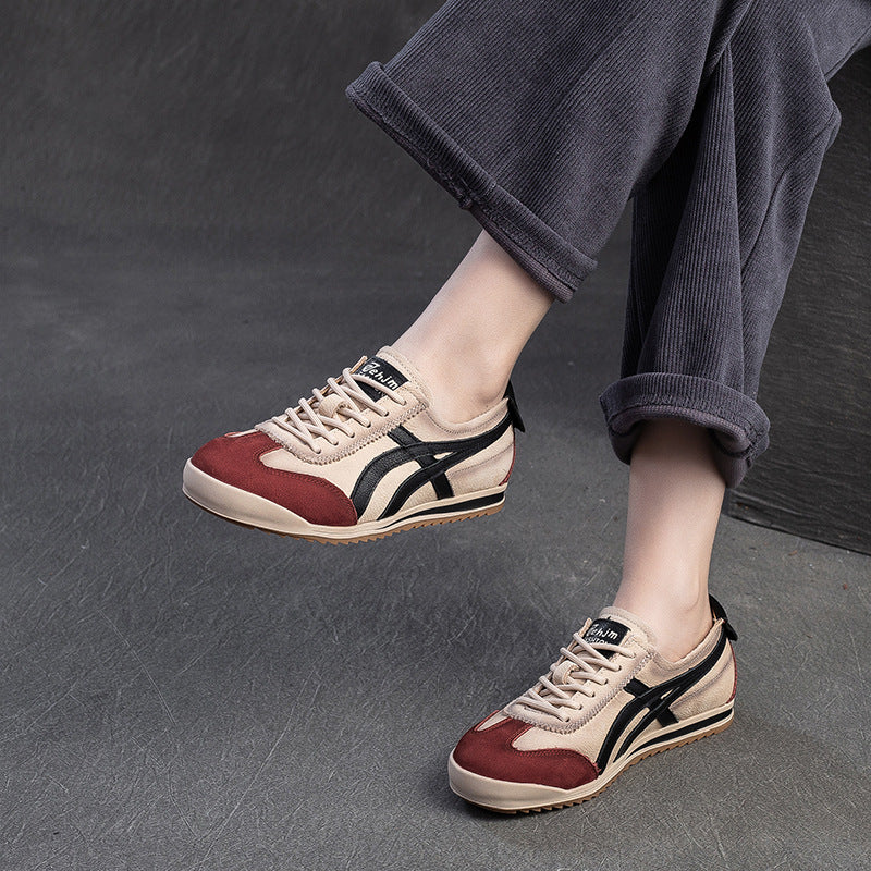 Damen Retro-Style Sneaker mit Premium-Leder und bequemer Sohle Drune