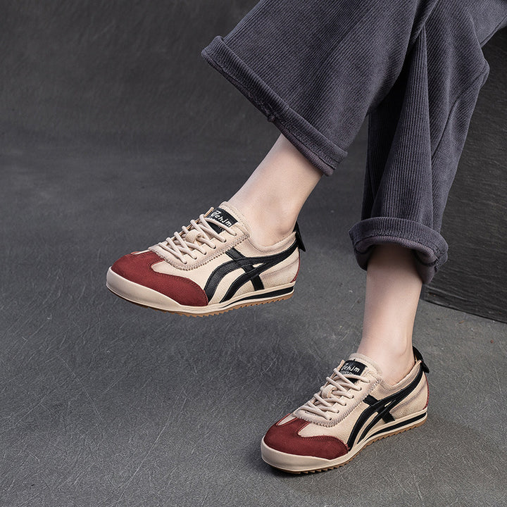 Damen Retro-Style Sneaker mit Premium-Leder und bequemer Sohle Drune
