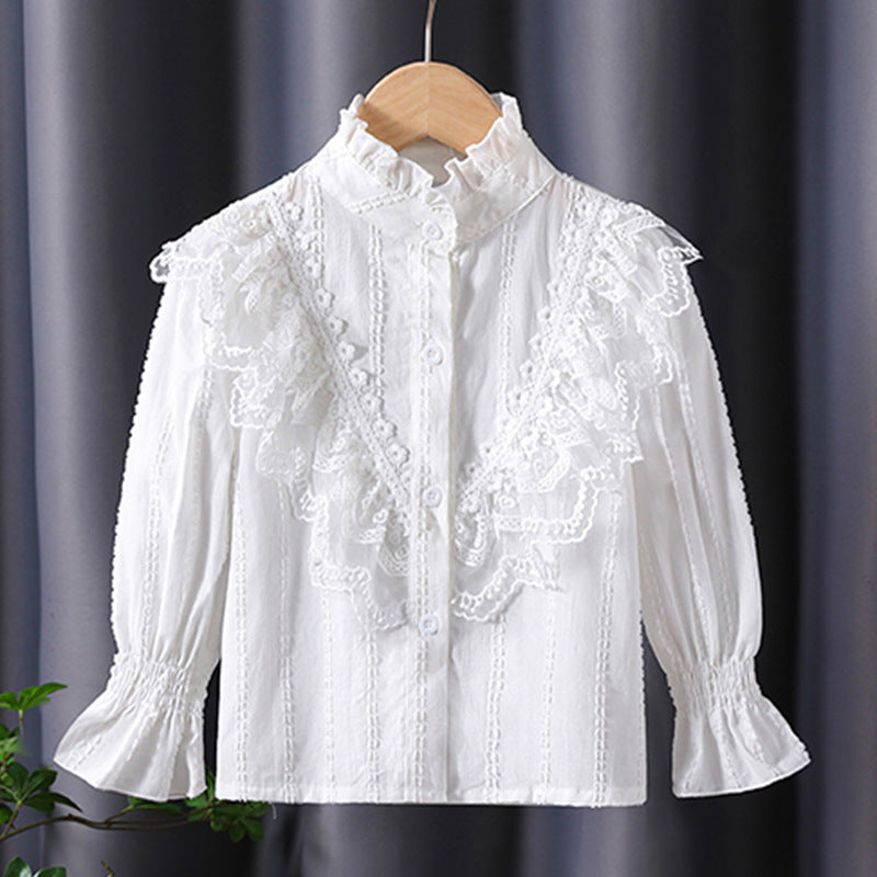Mädchen Rüschenbluse mit eleganten Spitzenakzenten Drune