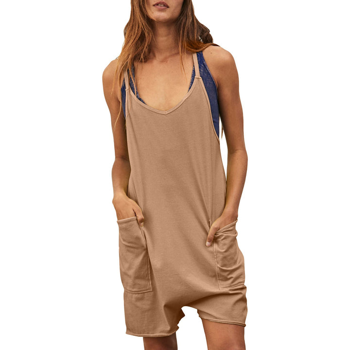 Damen komfortabler Overall mit tiefem Ausschnitt und praktischen Taschen Drune
