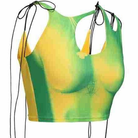 Damen Crop-Top mit asymmetrischem Dekolleté und verstellbaren Trägern Drune