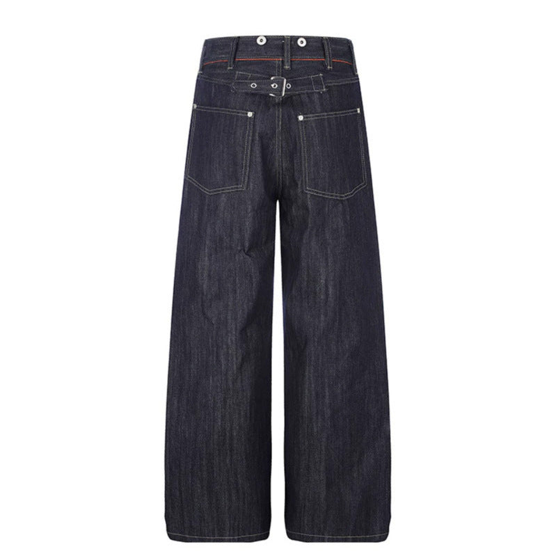 Damen Hochgeschnittene weite Denim-Palazzo-Jeans mit Five-Pocket-Schnitt Drune