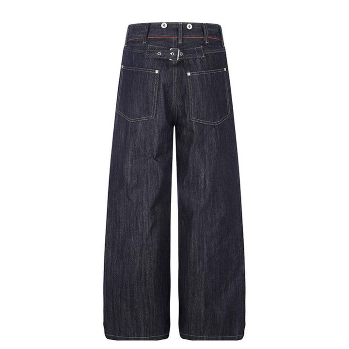 Damen Hochgeschnittene weite Denim-Palazzo-Jeans mit Five-Pocket-Schnitt Drune