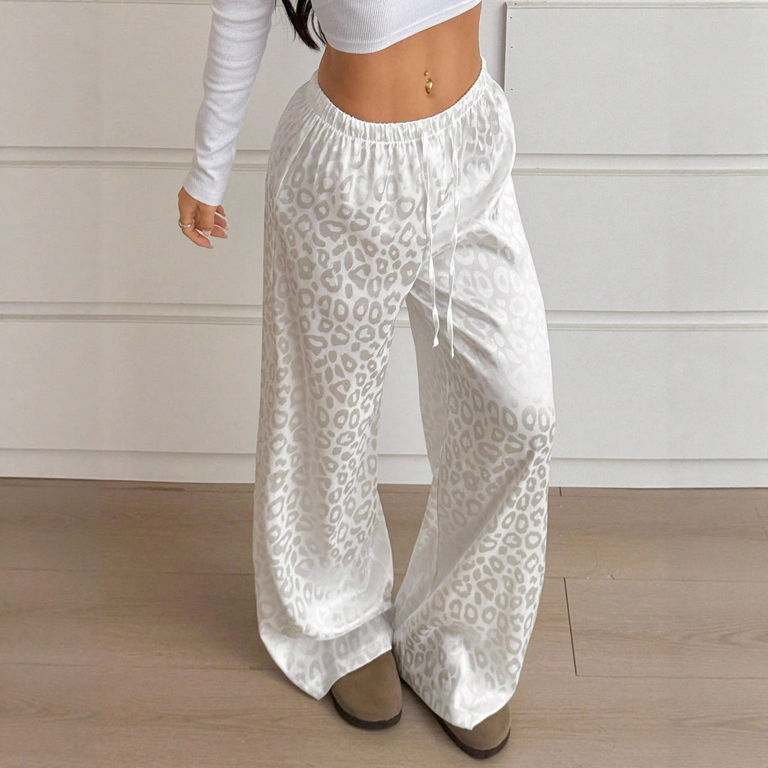 Damen Lässige Palazzo-Hose mit elastischem Bund und trendigem Leopardenmuster Drune