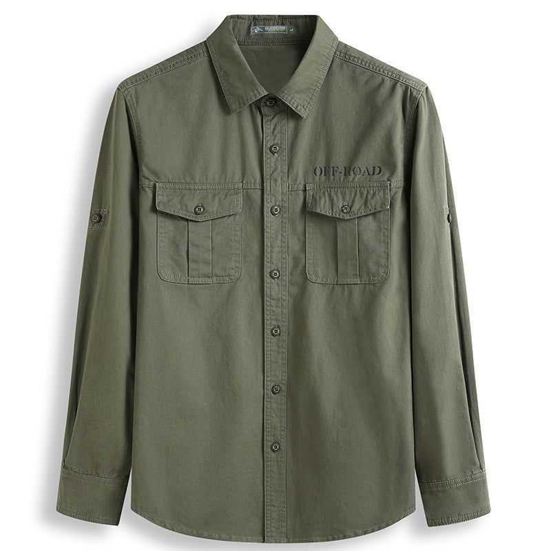 Herren  klassisches Safari-Fieldhemd mit Belüftungsösen Ärmelaufroller und doppelten Klappbrusttaschen Drune