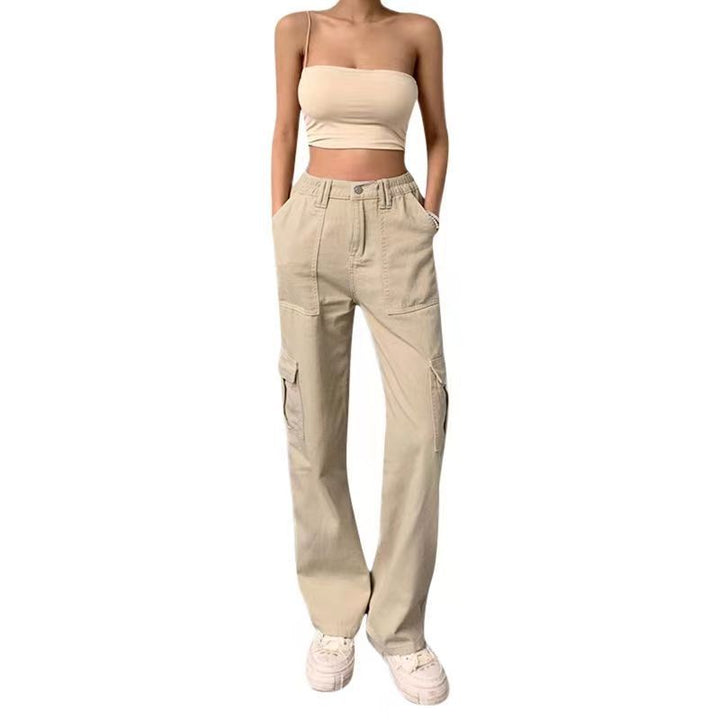 Damen Bequeme Cargo-Hose mit Funktionalen Seitentaschen Drune