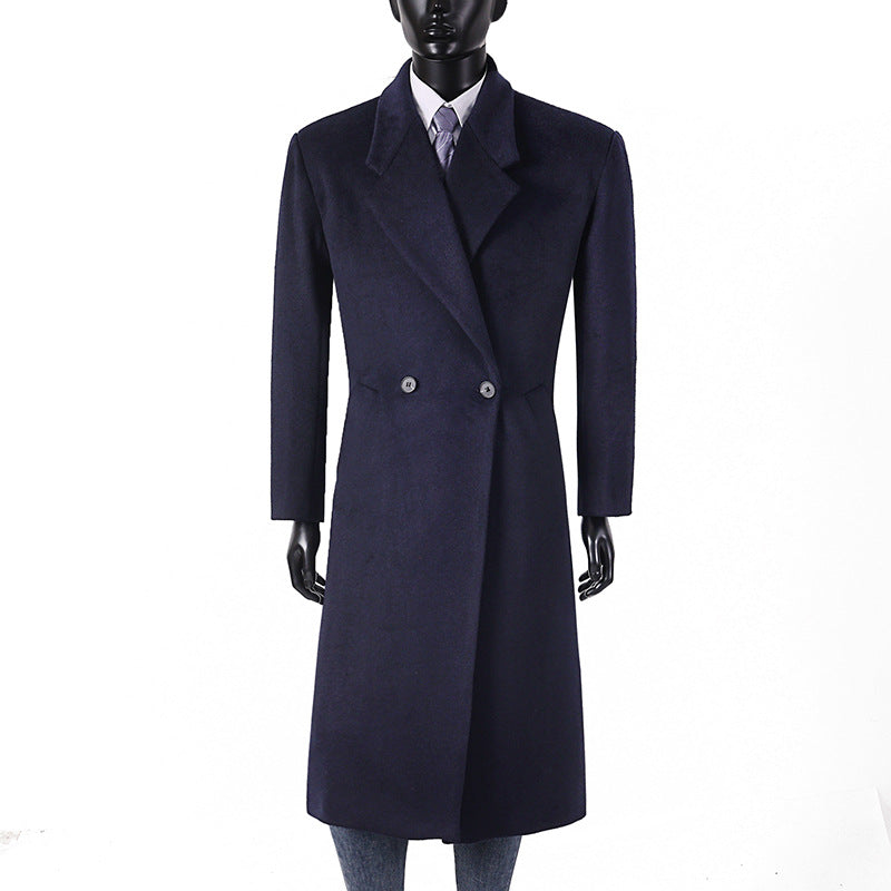 Herren Moderner Longcoat aus Wollmix mit schmalem Revers, leichter Taillierung und seitlichen Eingrifftaschen Drune