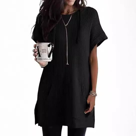 Damen lässiges Hoodie-Kleid mit praktischer Kängurutasche und Relaxed-Fit Drune