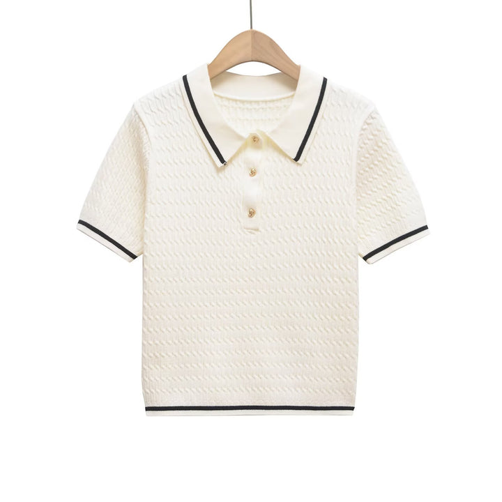 Damen Poloshirt mit strukturiertem Material und edlen Knopfdetails Drune