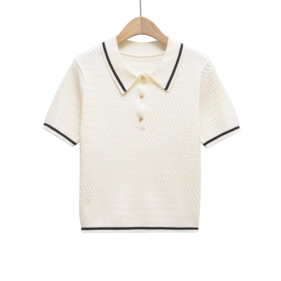 Damen Poloshirt mit strukturiertem Material und edlen Knopfdetails Drune