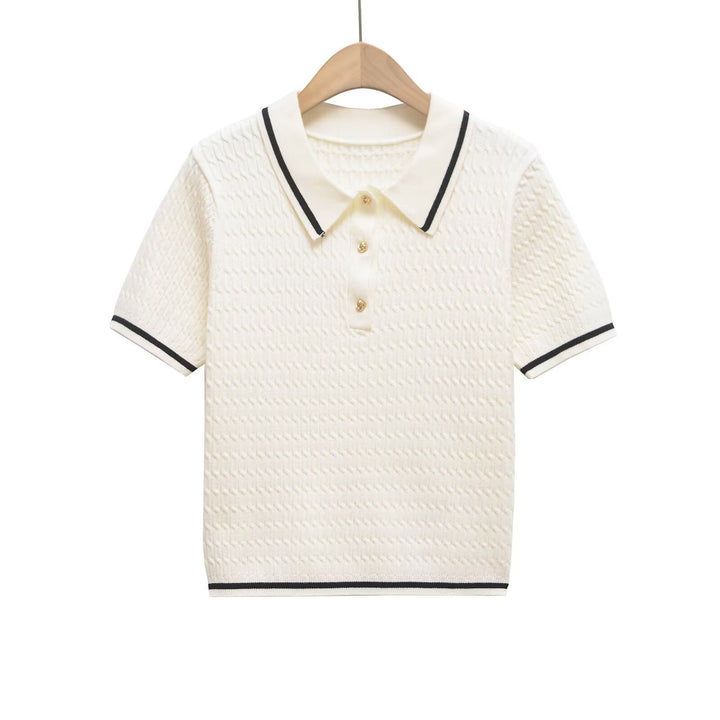 Damen Poloshirt mit strukturiertem Material und edlen Knopfdetails Drune