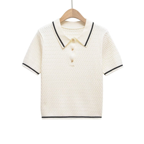 Damen Poloshirt mit strukturiertem Material und edlen Knopfdetails Drune
