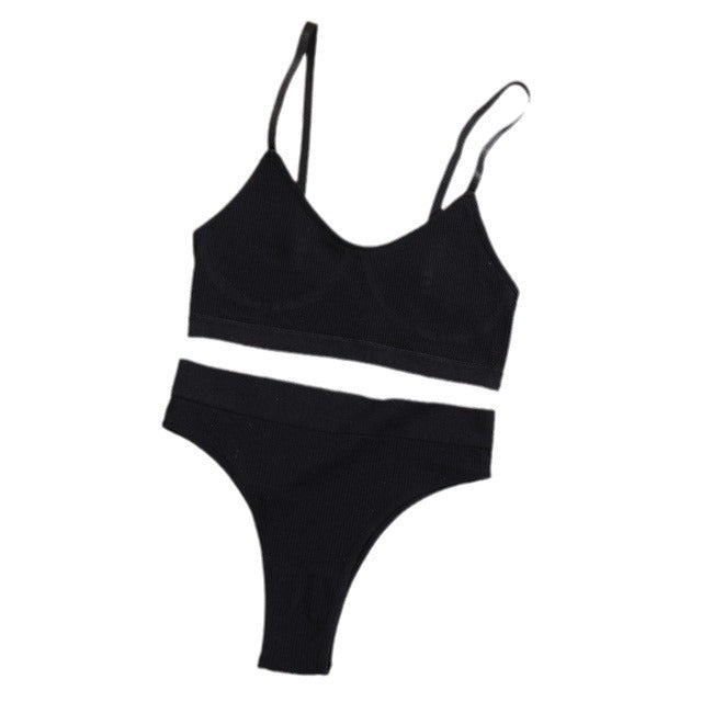 Damen Unterwäsche-Set aus bequemem, elastischem Material mit elegantem Rippen-Design Drune