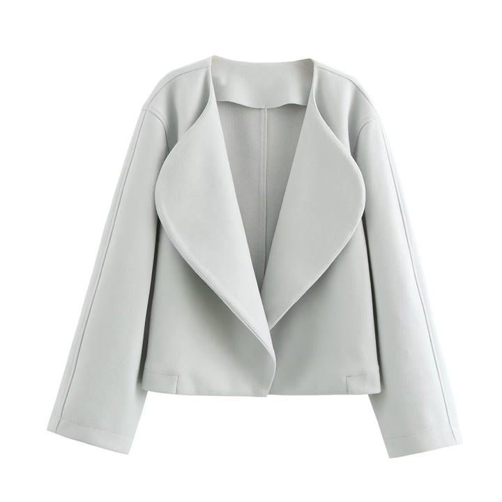 Damen elegante Kurzjacke mit modernem Stehkragen Drune