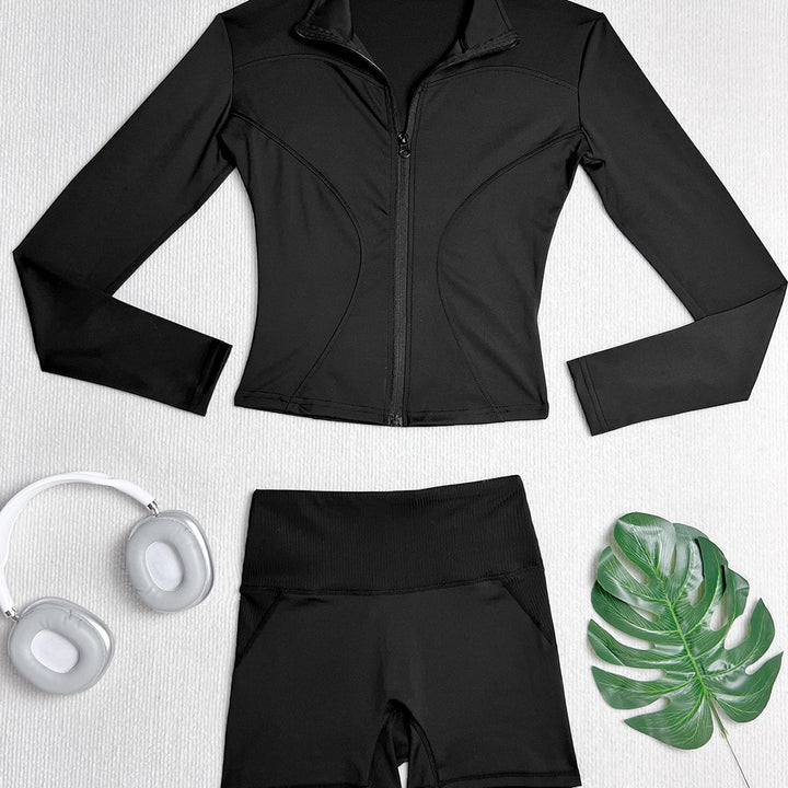 Damen Sportliches Set mit hohem Kragen und langen Ärmeln Drune