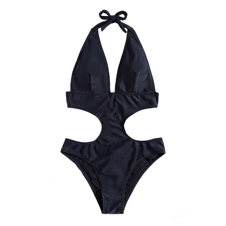 Damen Einteiler Badeanzug mit tiefem V-Ausschnitt und seitlichem Cut-Out Drune