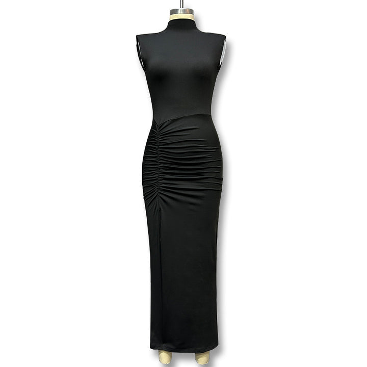 Damen Elegantes Maxikleid mit hoher Taille und tiefem Schlitz Drune