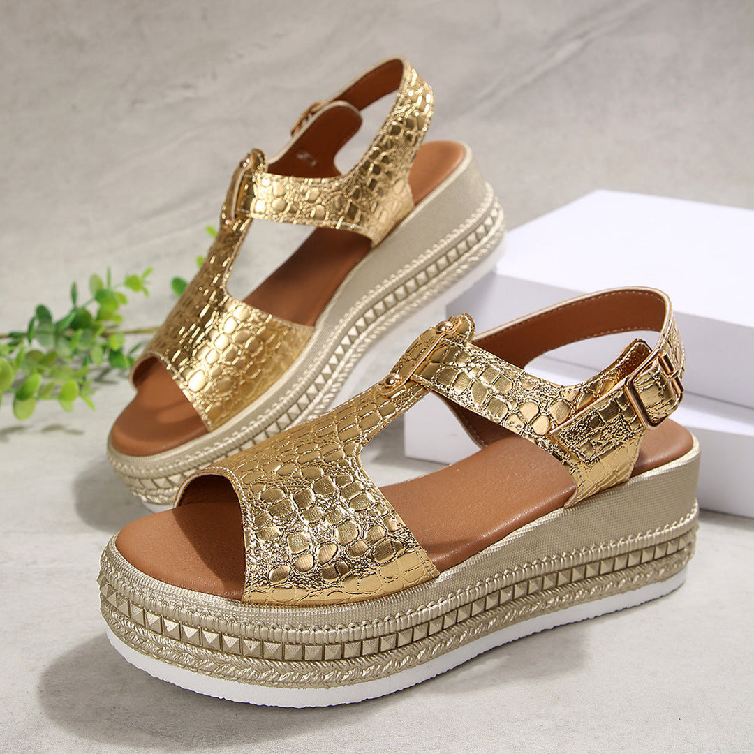 Damen Wedge-Sandalen mit strukturiertem Obermaterial und komfortablem Fußbett Drune