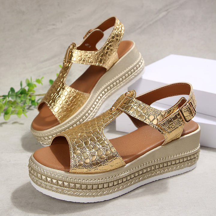 Damen Wedge-Sandalen mit strukturiertem Obermaterial und komfortablem Fußbett Drune