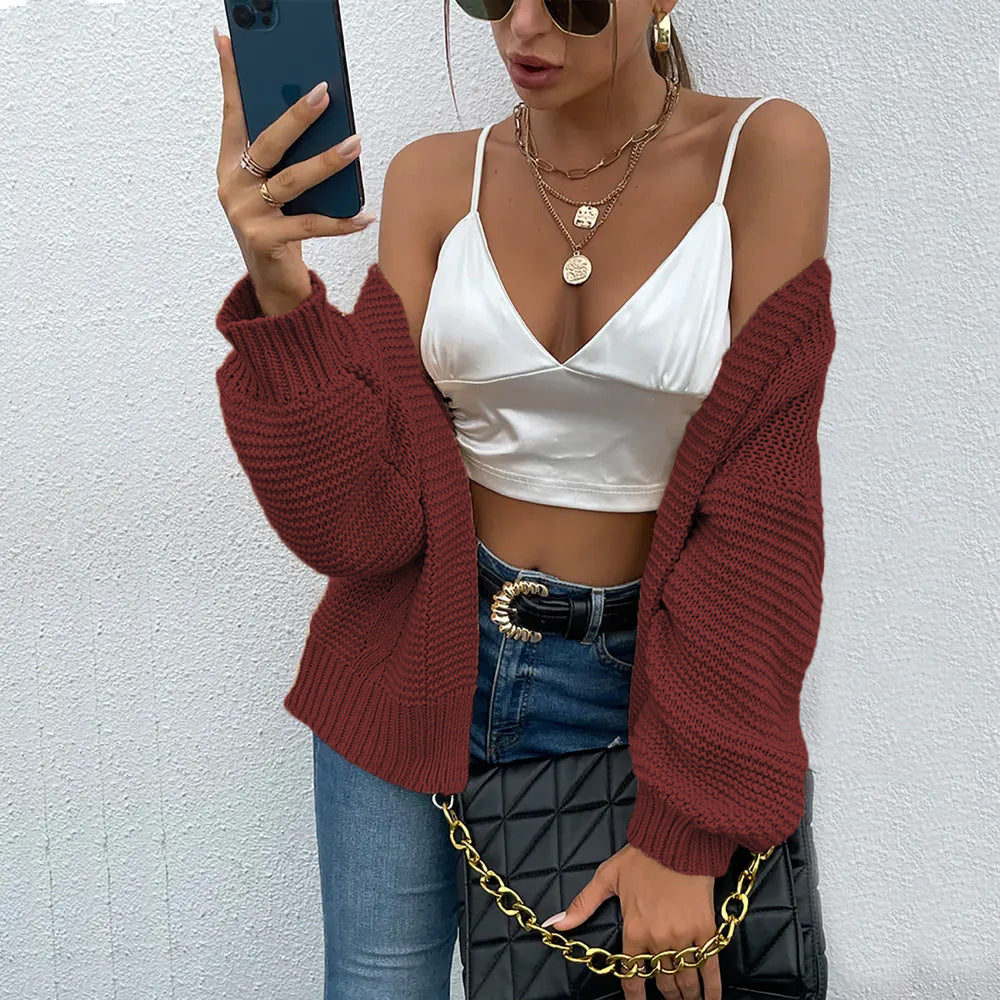 Damen Grobstrickjacke mit oversized Ärmeln und offener Front Drune