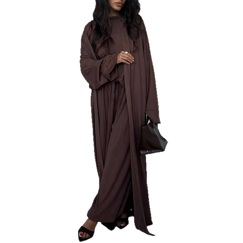 Damen elegantes Maxi-Kleid mit weit geschnittenem Cardigan Drune