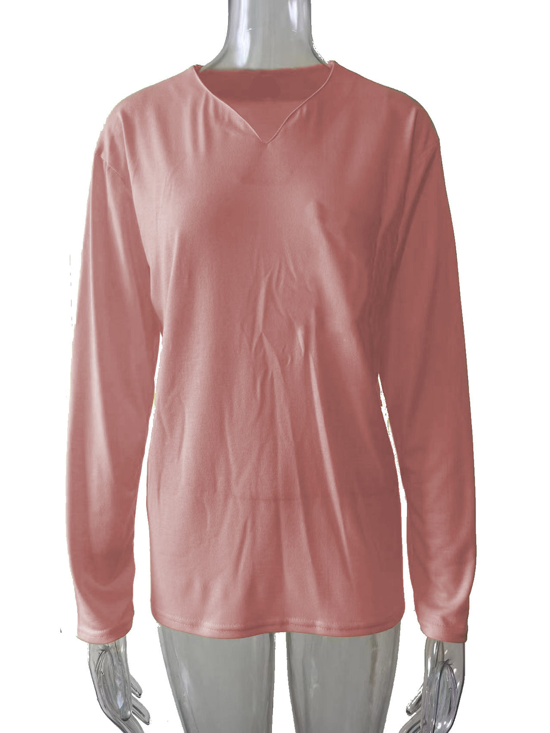 Damen nan legeres Langarmshirt mit V-Notch-Ausschnitt, Brusttasche und lockerer Oversize-Passform Drune