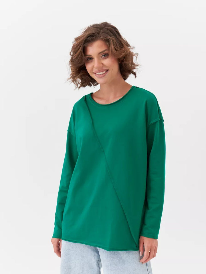Damen Oversized Longsleeve mit schräger Naht und überschnittenen Schultern Drune