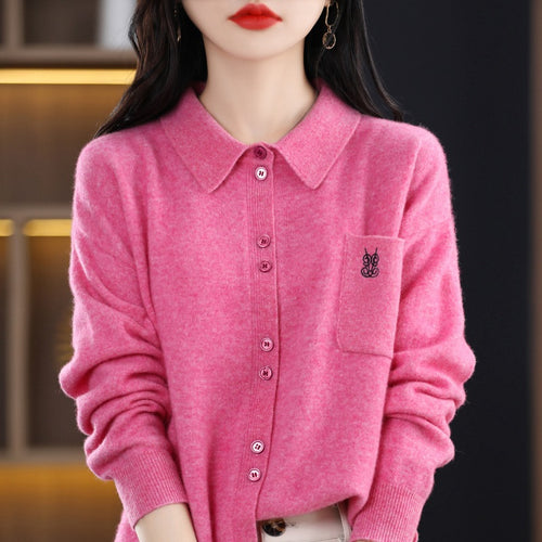 Damen Strickbluse mit klarem Schnitt und eleganten Knopfdetails Drune
