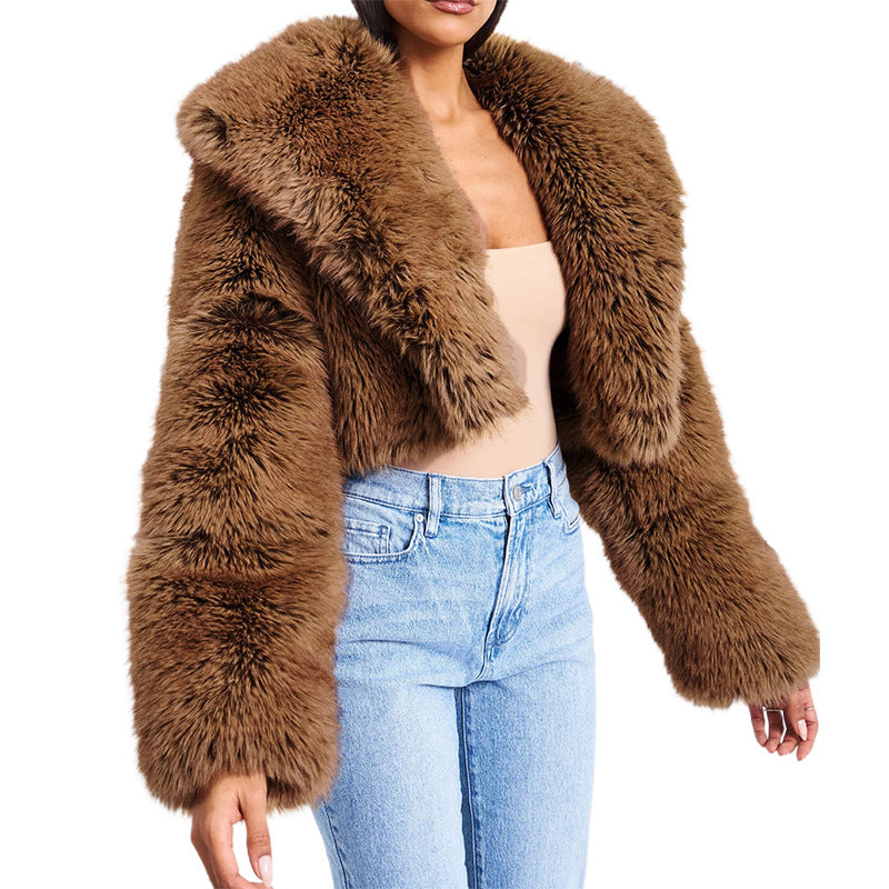 Damen Kunstfell Jacke Drune