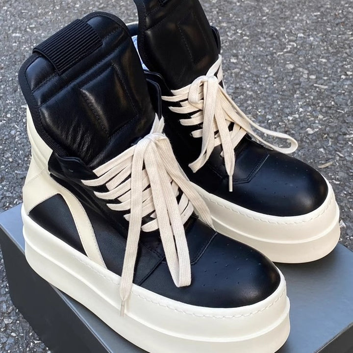 Damen Plateau-High-Top Sneaker-Stiefel mit gepolstertem Schaft und extrahoher Gummisohle Drune