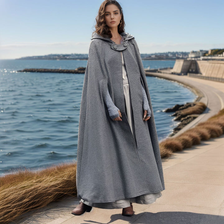 Damen elegante Kapuzenumhang mit verstellbarem Verschluss Drune