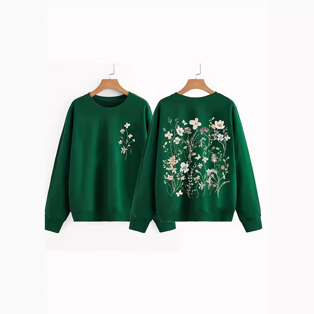 Damen Sweatshirt mit floralem Design und weichem Innenfutter Drune