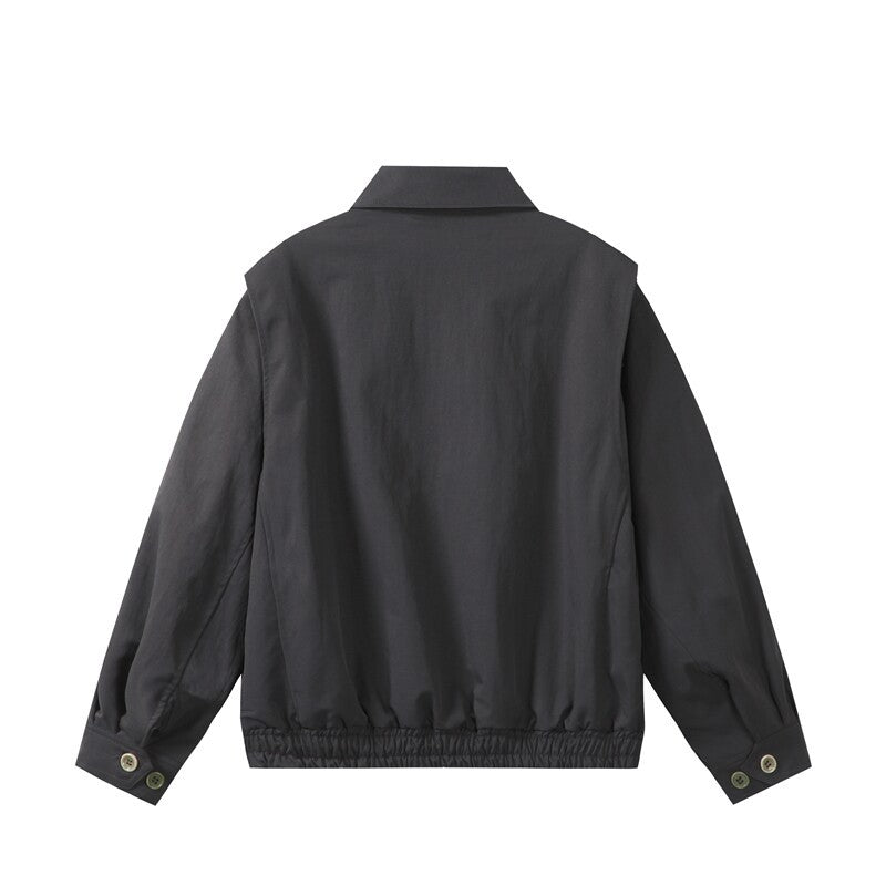 Unisex Leichte Oversize Übergangsjacke im Bomberstil mit Hemdkragen und elastischem Saum Drune