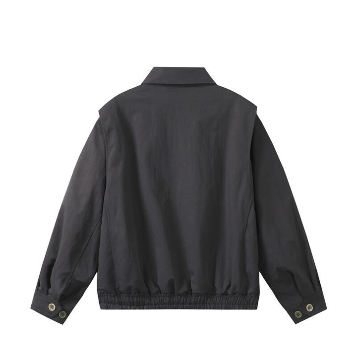 Unisex Leichte Oversize Übergangsjacke im Bomberstil mit Hemdkragen und elastischem Saum Drune