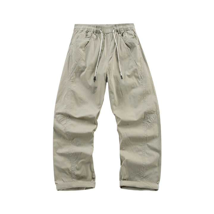 Herren Weite Freizeit-Hose mit elastischem Tunnelzugbund, diagonalem Eingriffstaschen‑Design und Knie‑Paneelen Drune