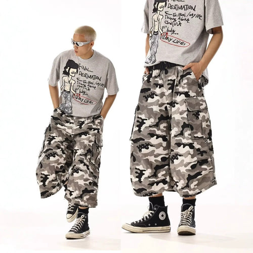 Herren Cargo-Shorts mit weitem Schnitt und Camouflage-Muster Drune