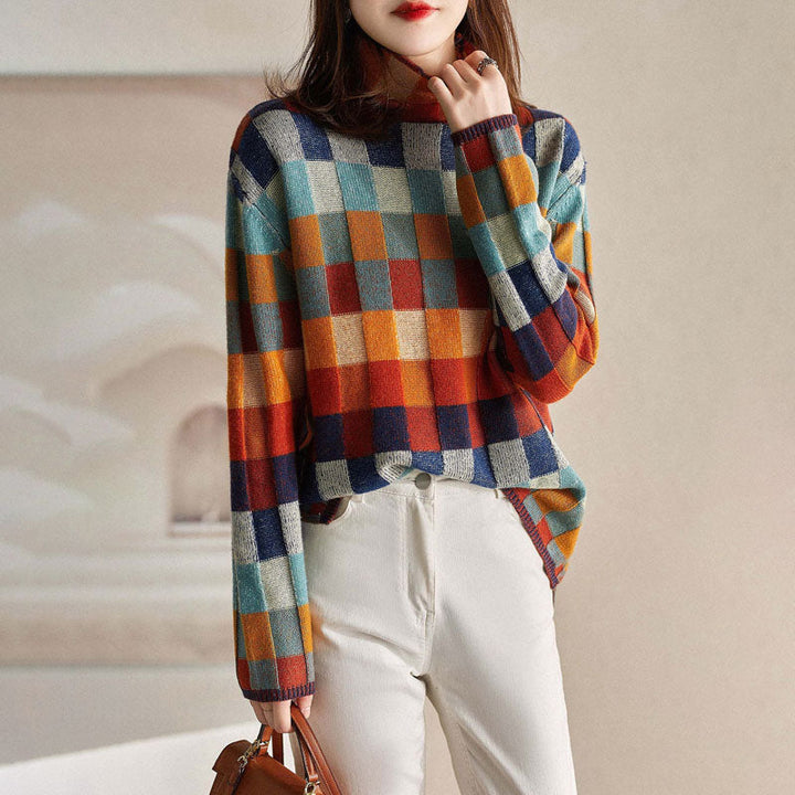 Drune | Bunter Karierter Strickpullover