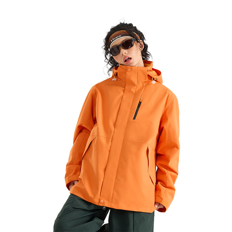 Damen Leichte wasserdichte Parka-Kapuzenjacke mit versiegelten Nähten und Kordelzug Drune