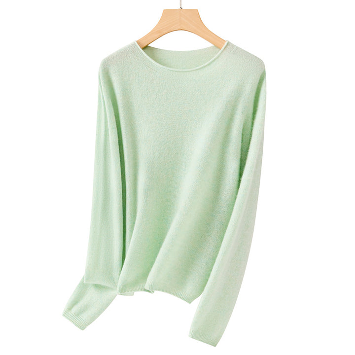 Damen Feiner ultraleichter Rundhalspullover aus Mikrofaser-Feinstrick mit minimalistischer Silhouette Drune