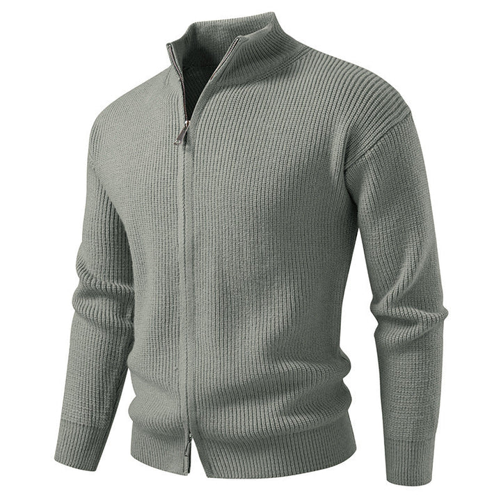 Herren Strickjacke mit hohem Kragen und innovativem Reißverschluss Drune