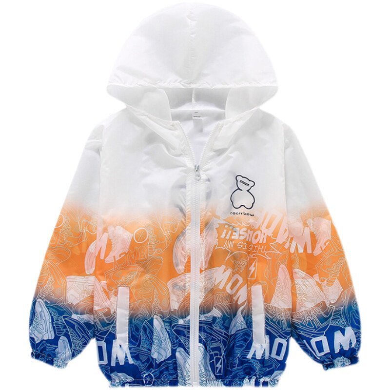 Unisex nan leichte Kapuzenjacke mit Comic-Bären-Print, Windbreaker-Stoff und elastischem Saum  Drune