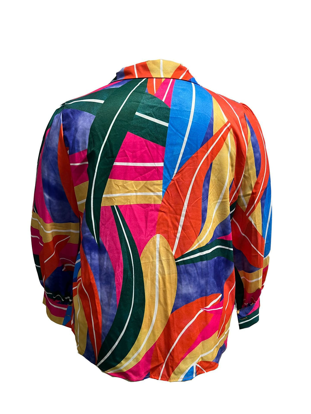 Damen Bluse mit dynamischem Farbverlauf und modernen Puffärmeln Drune