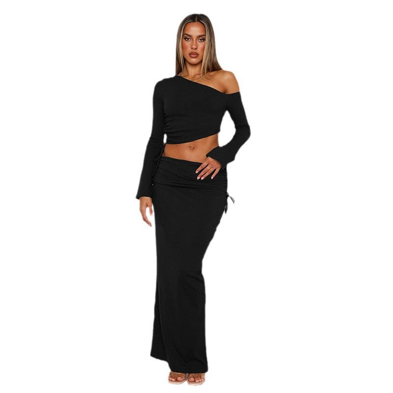 Damen Maxi-Kleid mit asymmetrischem Schnitt und eleganter Raffung Drune